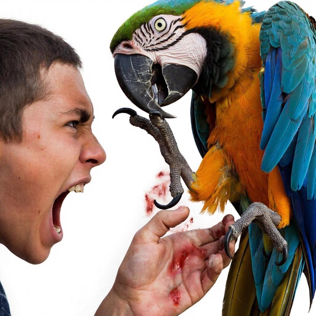 кусается попугай