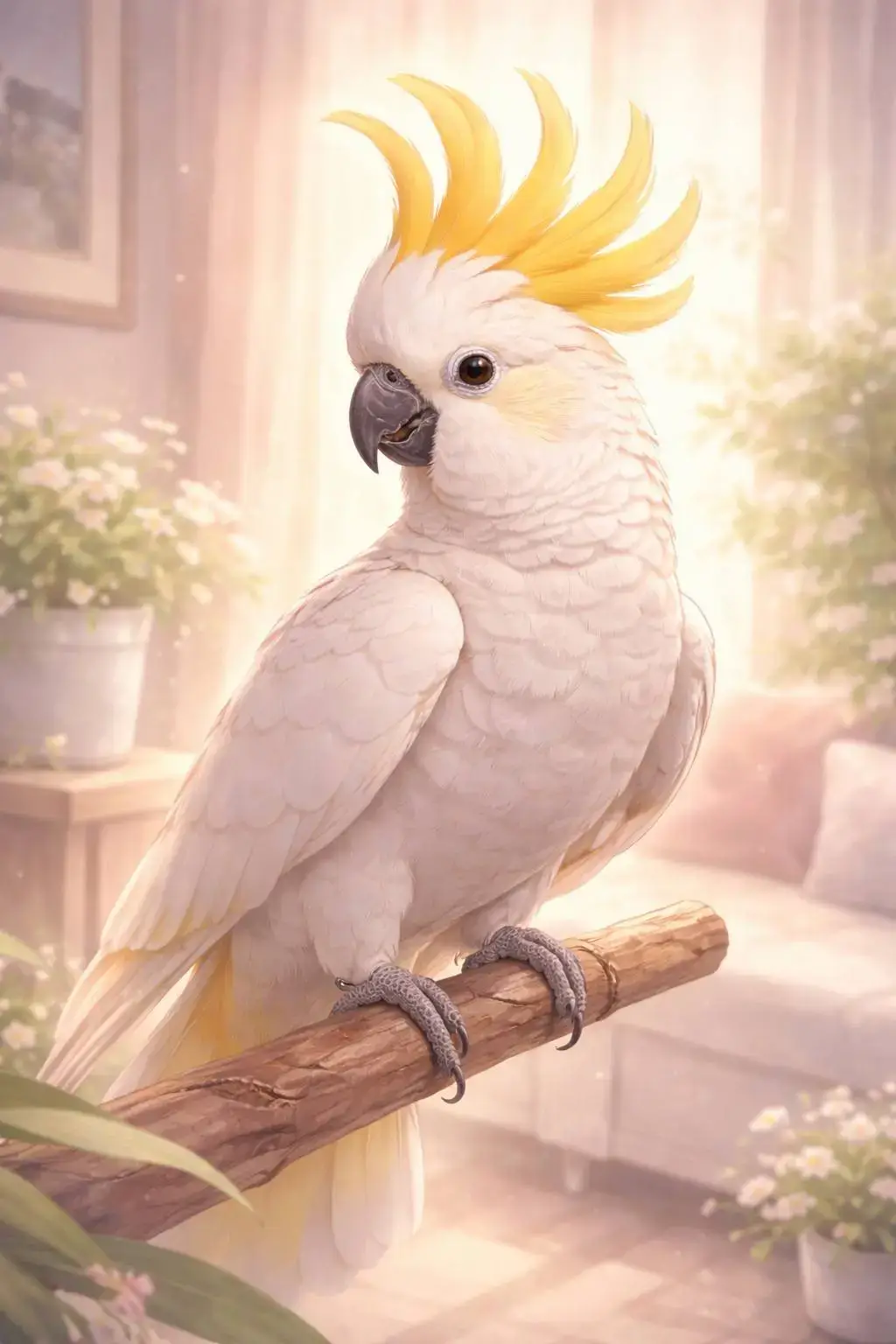 Разные виды попугаев: волнистый, корелла, жако и ара в мягком естественном свете