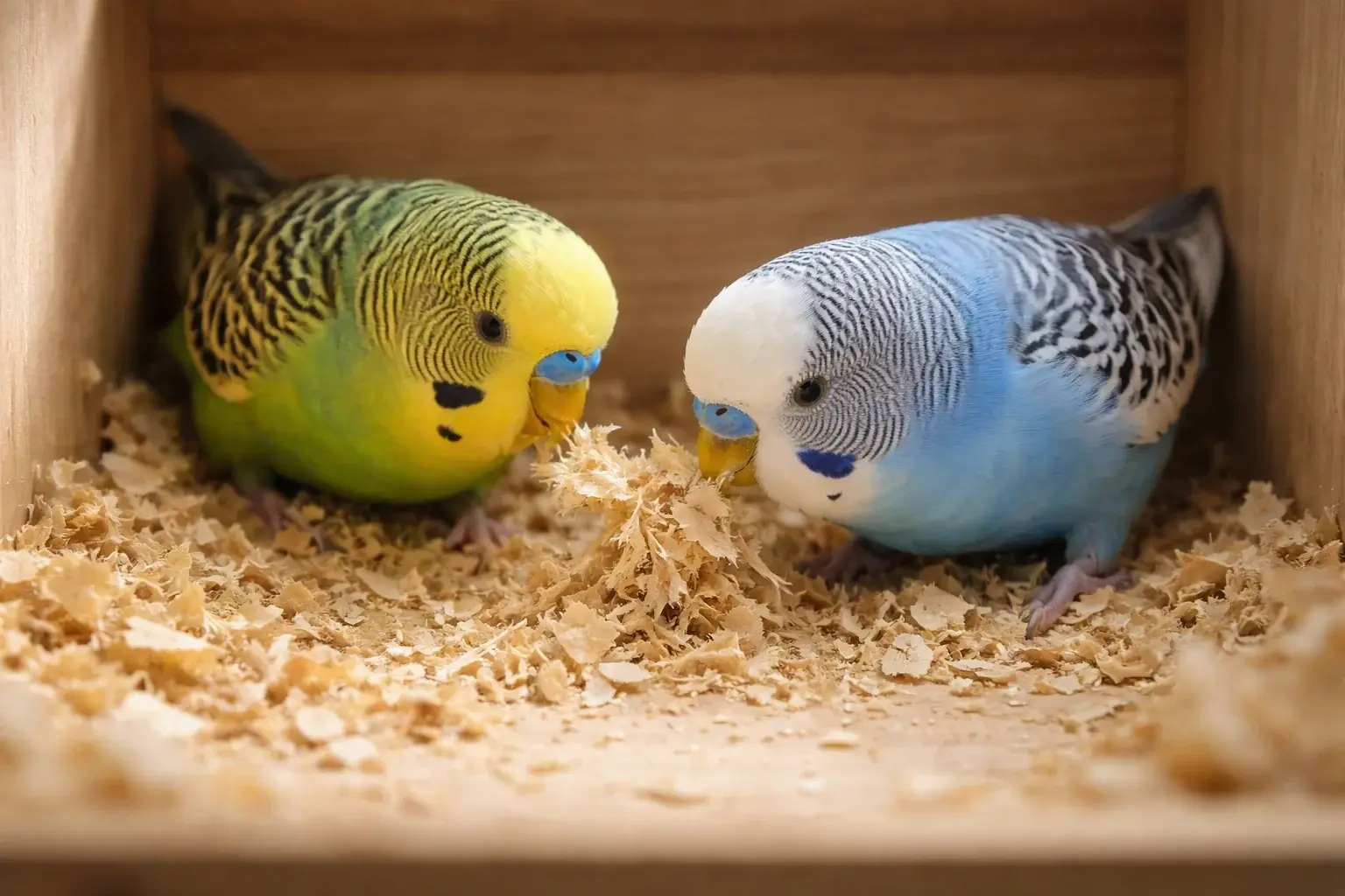 Пара попугаев у гнезда: подготовка к появлению птенцов