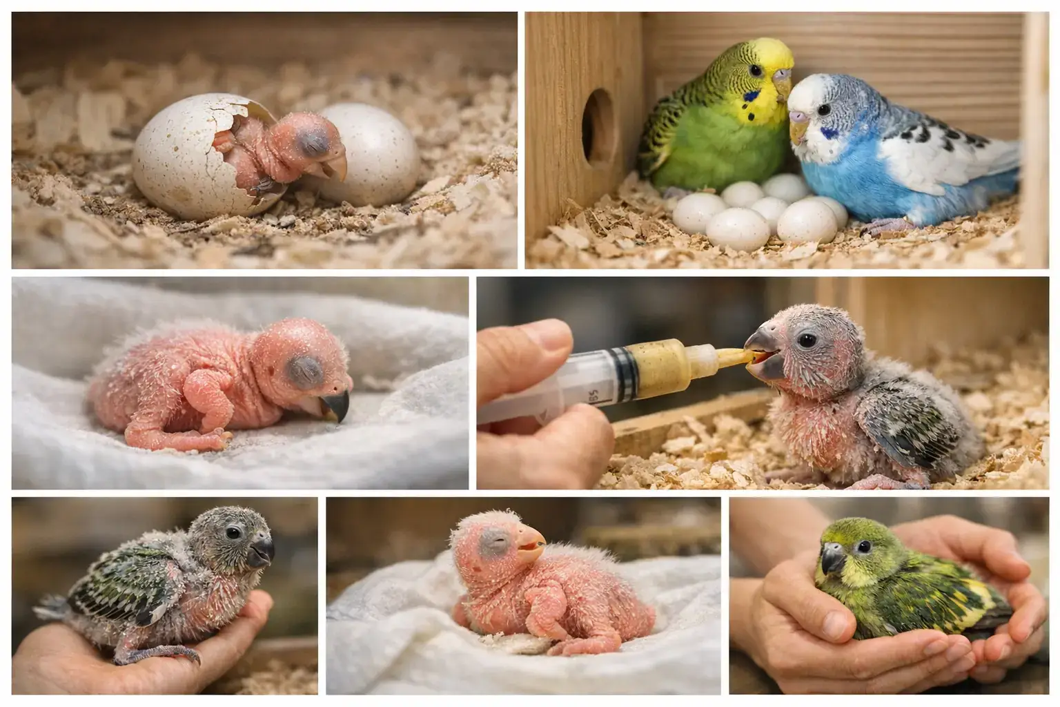 Этапы развития птенца попугая