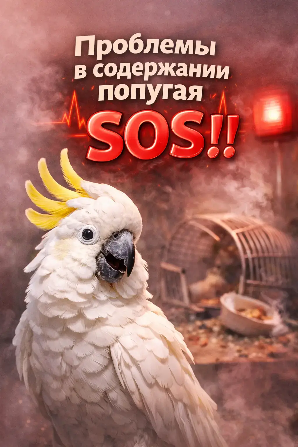 Попугай крупным планом — SOS и проблемы в содержании