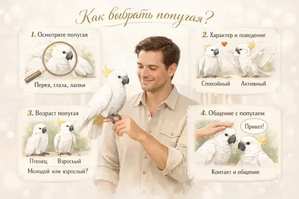 Попугай на руке человека: спокойная посадка и уверенный контакт