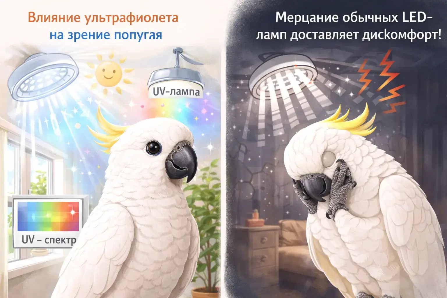 Зрение попугаев и восприятие света