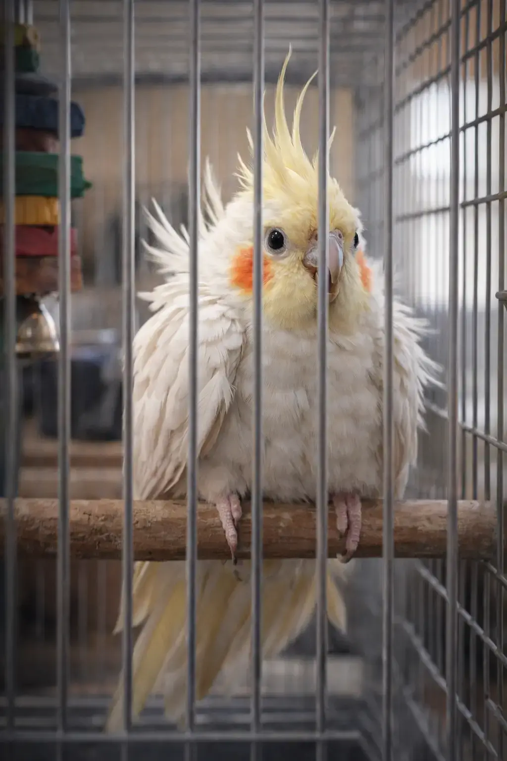 Белый какаду с жёлтым хохолком — стресс и адаптация